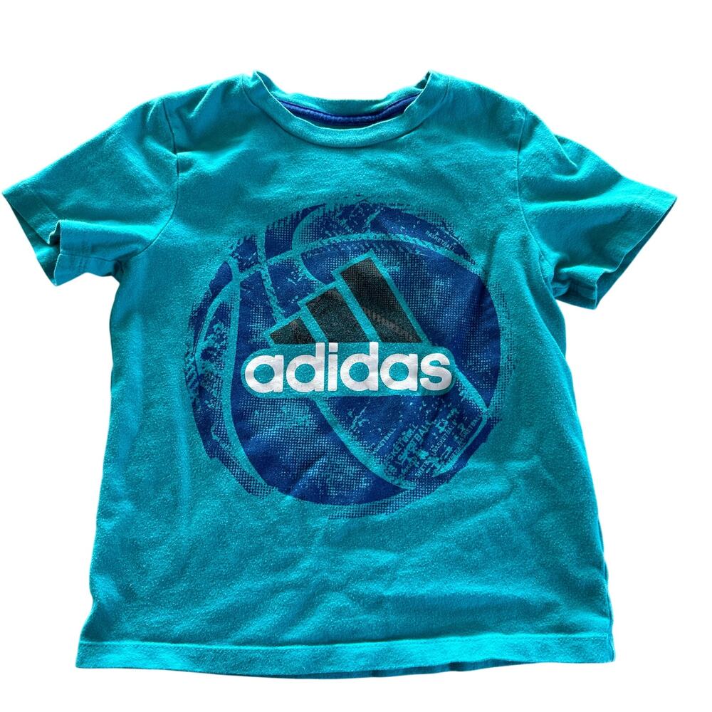 Adidas Boys Size 5 Blue Basketball Graphic Athletic Tee